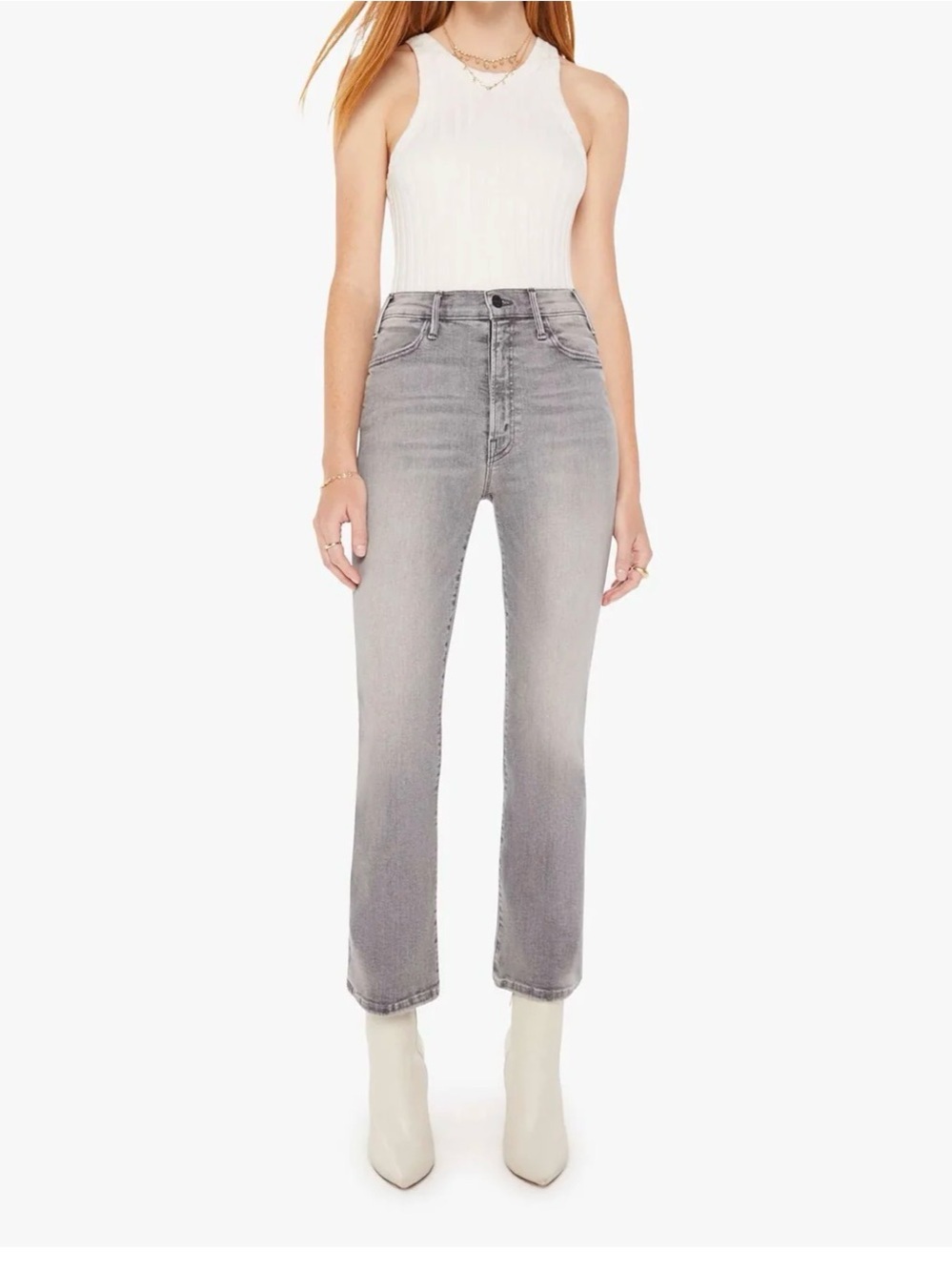 Mother Denim. The Hustler Ankle in barely there.